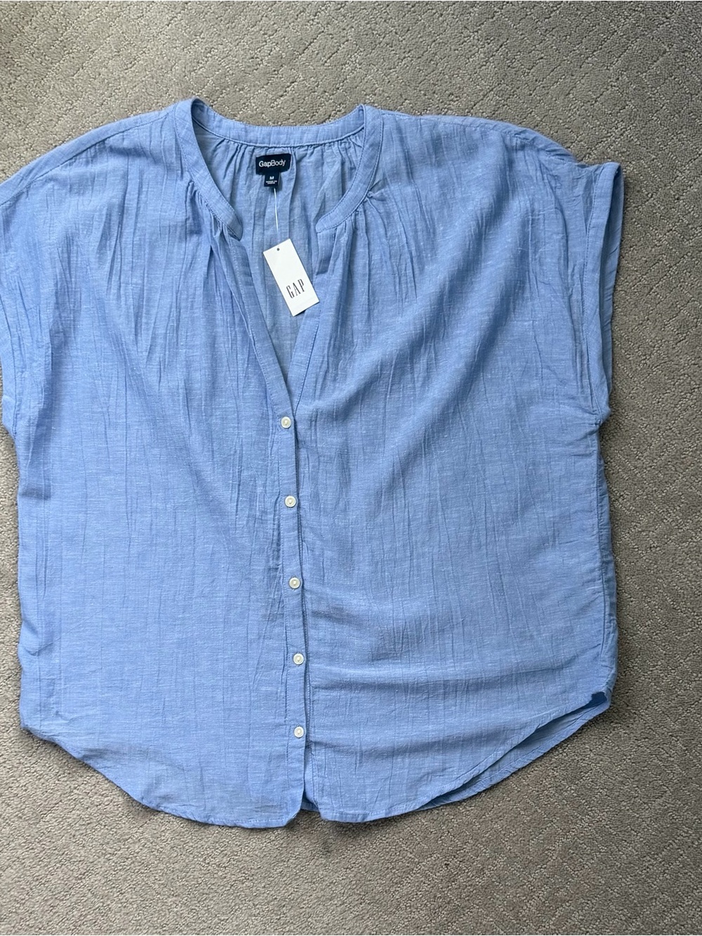 NWT - Gap Crinkle Gauze Dolman PJ Set - Top & Bottom sz M - linen blend Chambray - Picture 12 of 15